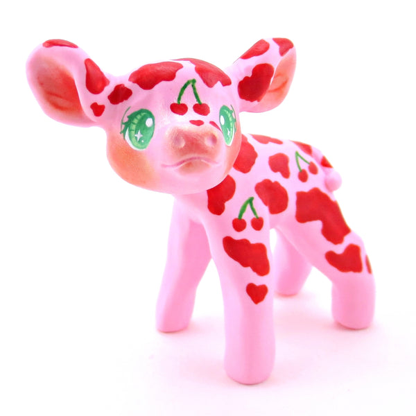 Cherry Cow Figurine - Polymer Clay Spring Collection