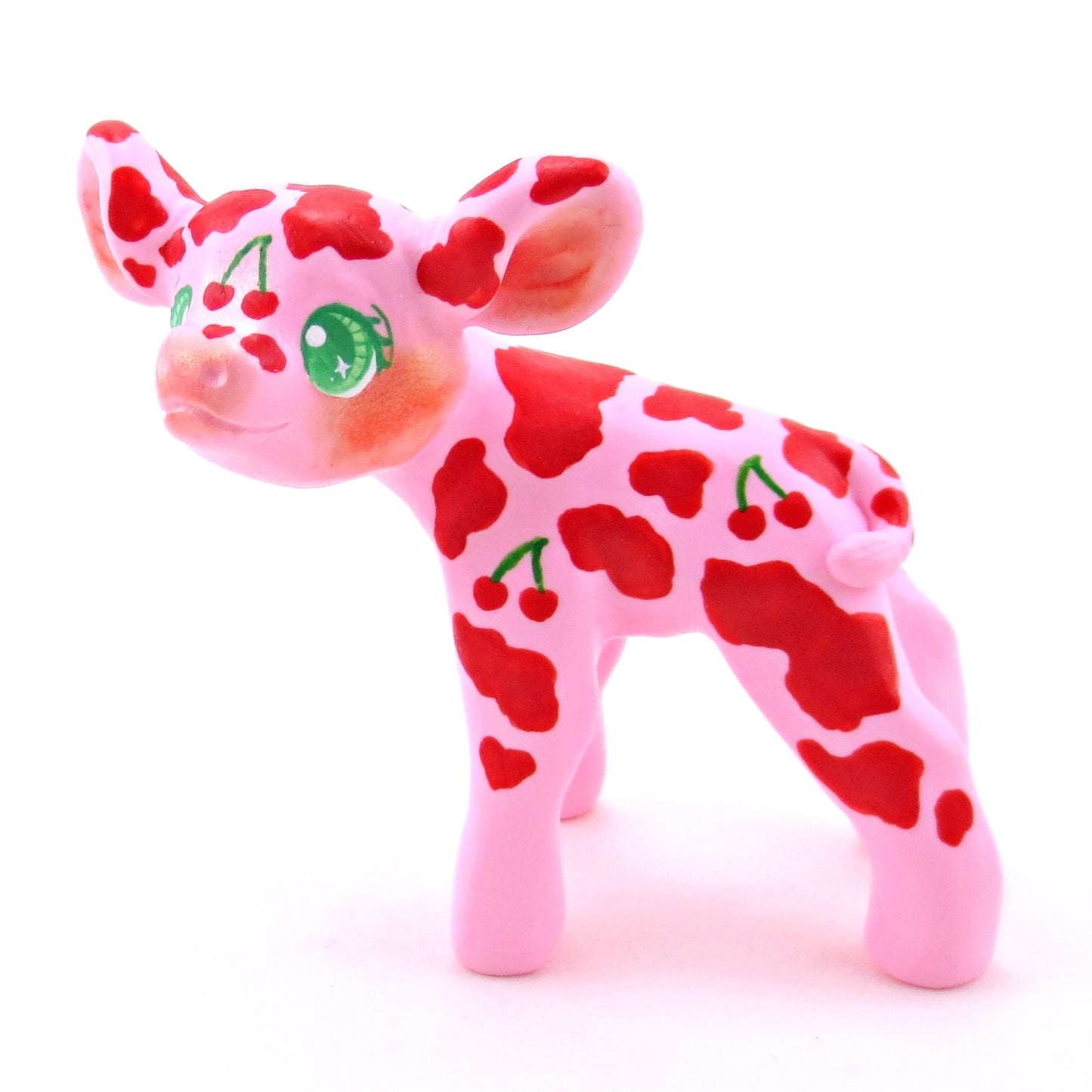 Cherry Cow Figurine - Polymer Clay Spring Collection