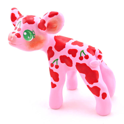 Cherry Cow Figurine - Polymer Clay Spring Collection