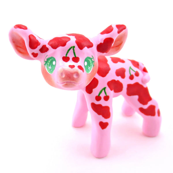 Cherry Cow Figurine - Polymer Clay Spring Collection