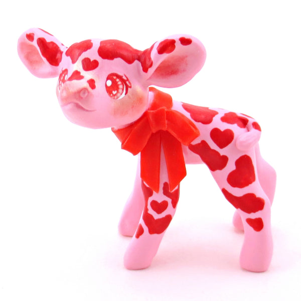 Heart Cow Figurine - Polymer Clay Valentine Collection