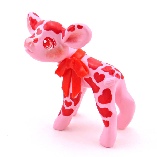 Heart Cow Figurine - Polymer Clay Valentine Collection
