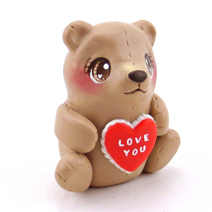 "Love You" Valentine Teddy Bear Figurine - Polymer Clay Valentine Collection