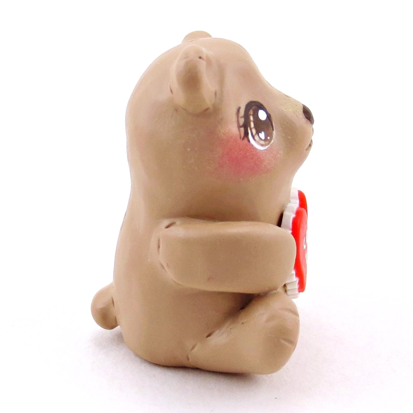 "Love You" Valentine Teddy Bear Figurine - Polymer Clay Valentine Collection