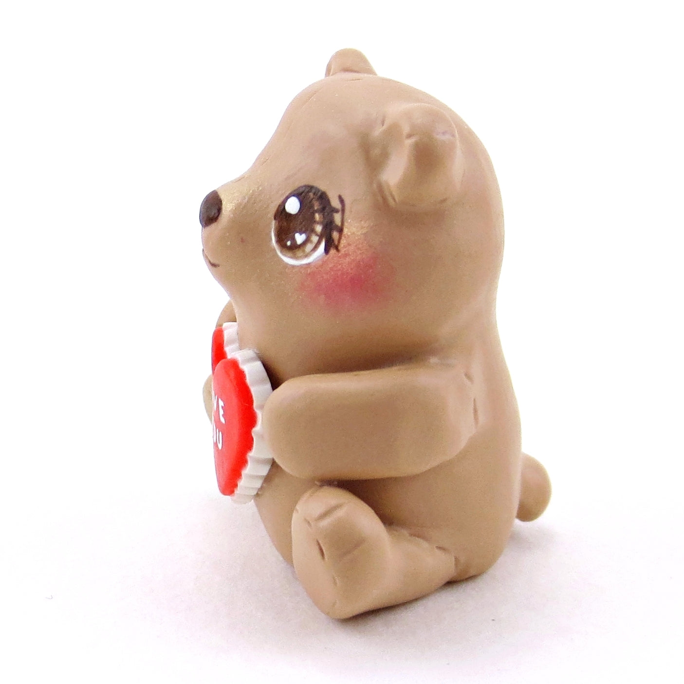 "Love You" Valentine Teddy Bear Figurine - Polymer Clay Valentine Collection