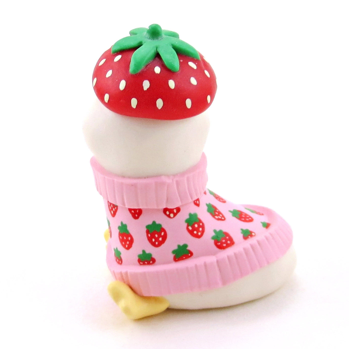 Goose in a Strawberry Sweater and Beret Figurine - Polymer Clay Winter Collection