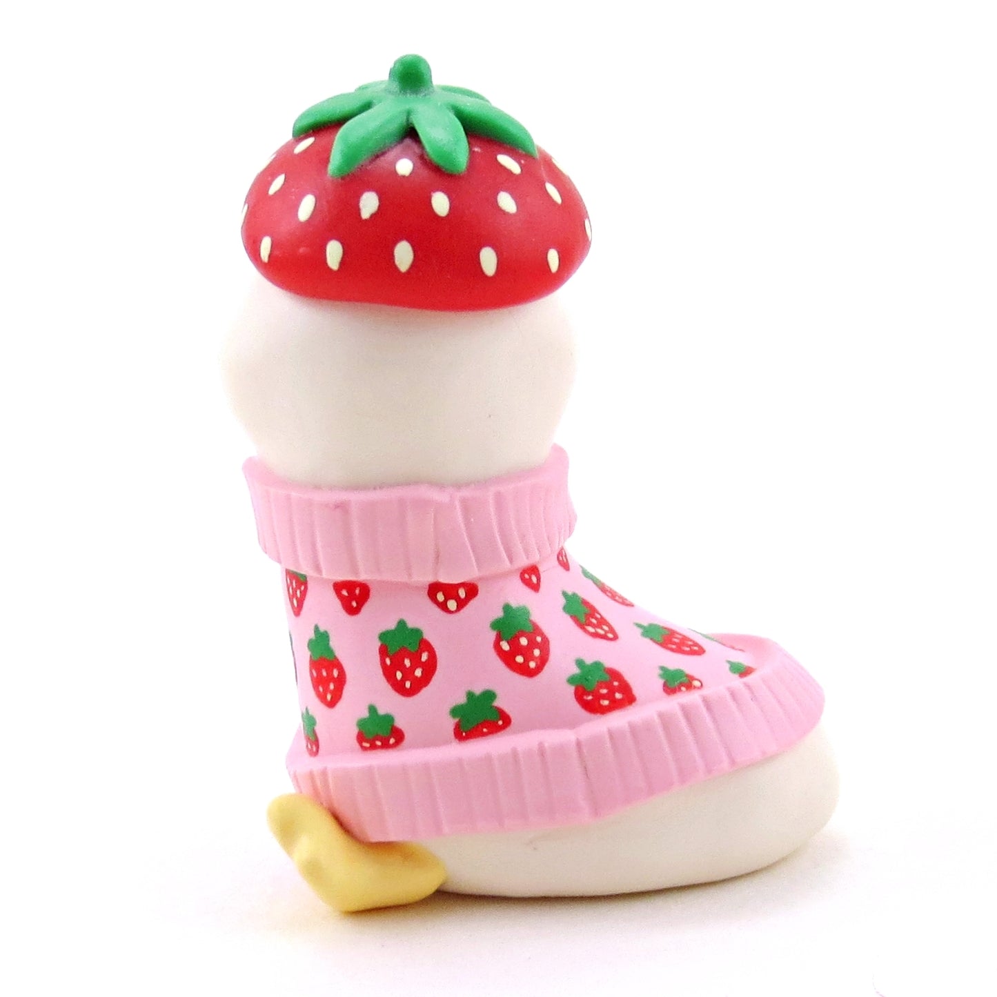 Goose in a Strawberry Sweater and Beret Figurine - Polymer Clay Winter Collection