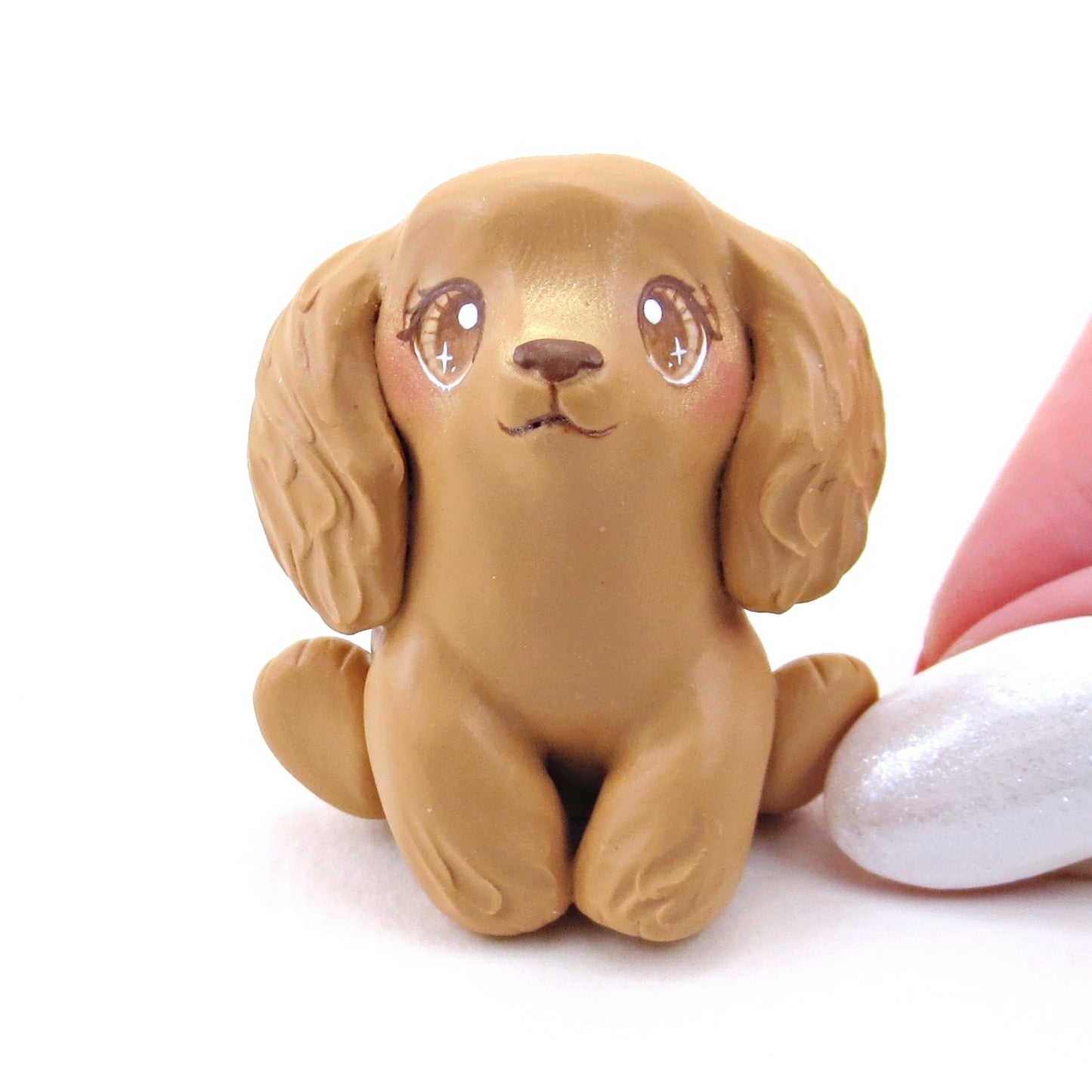 Cocker Spaniel Puppy Dog Figurine - Polymer Clay Winter Collection