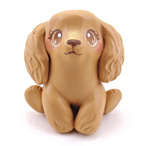 Cocker Spaniel Puppy Dog Figurine - Polymer Clay Winter Collection