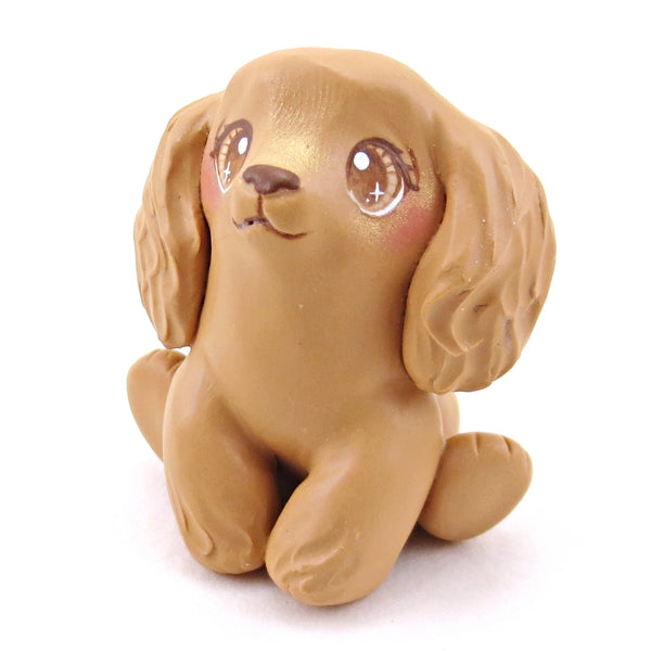 Cocker Spaniel Puppy Dog Figurine - Polymer Clay Winter Collection