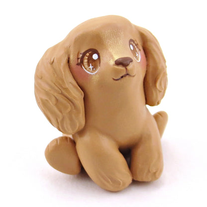 Cocker Spaniel Puppy Dog Figurine - Polymer Clay Winter Collection