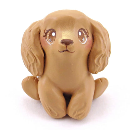 Cocker Spaniel Puppy Dog Figurine - Polymer Clay Winter Collection