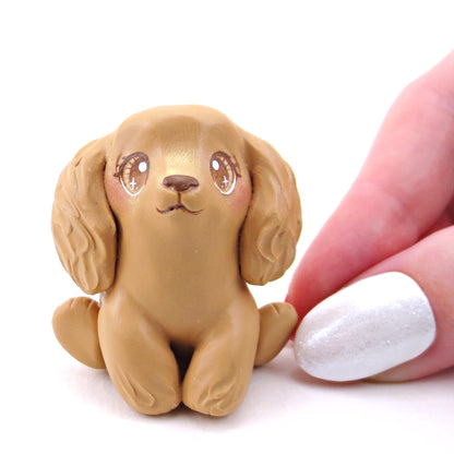 Cocker Spaniel Puppy Dog Figurine - Polymer Clay Winter Collection