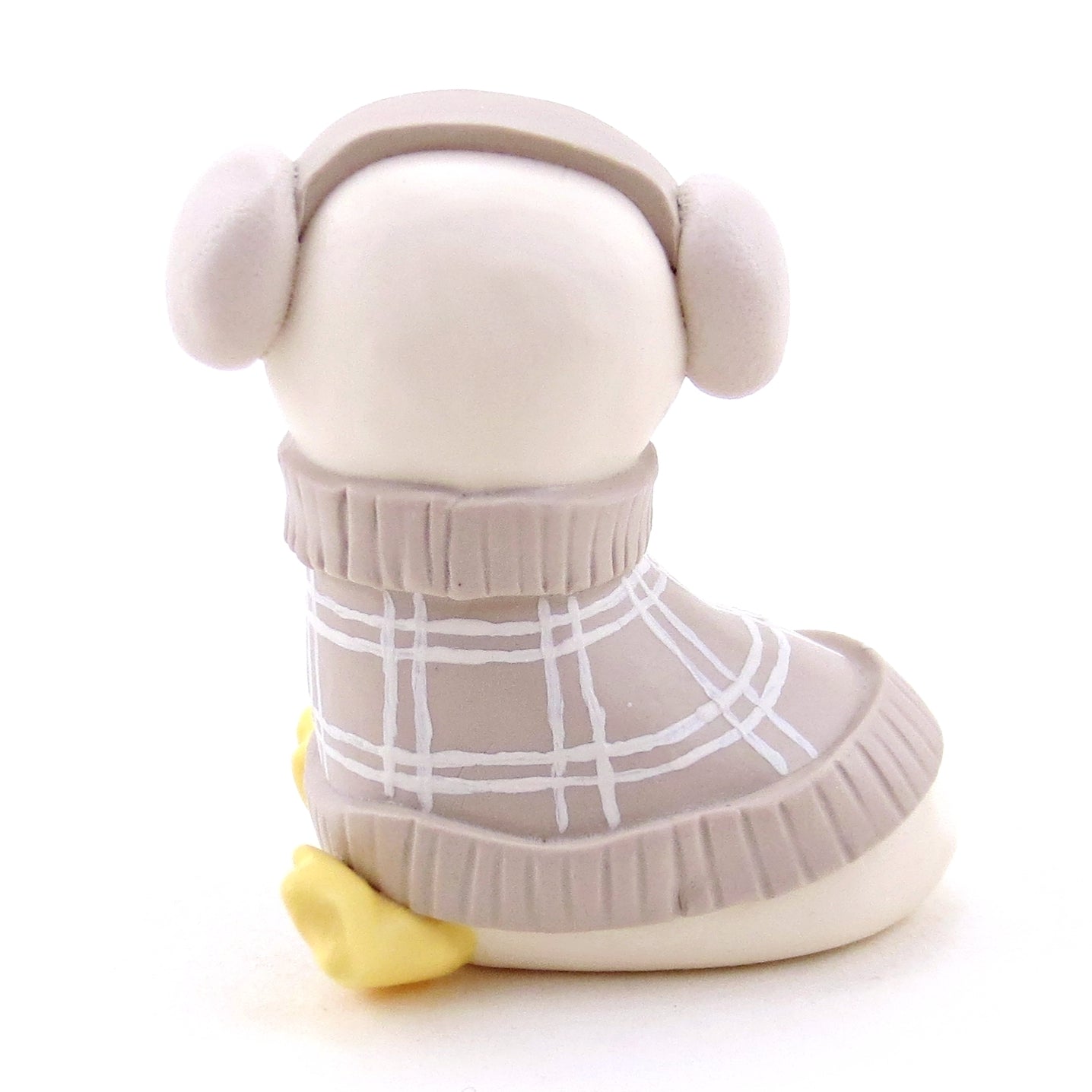 Goose in Earmuffs and Cozy Sweater Figurine - Polymer Clay Winter Collection