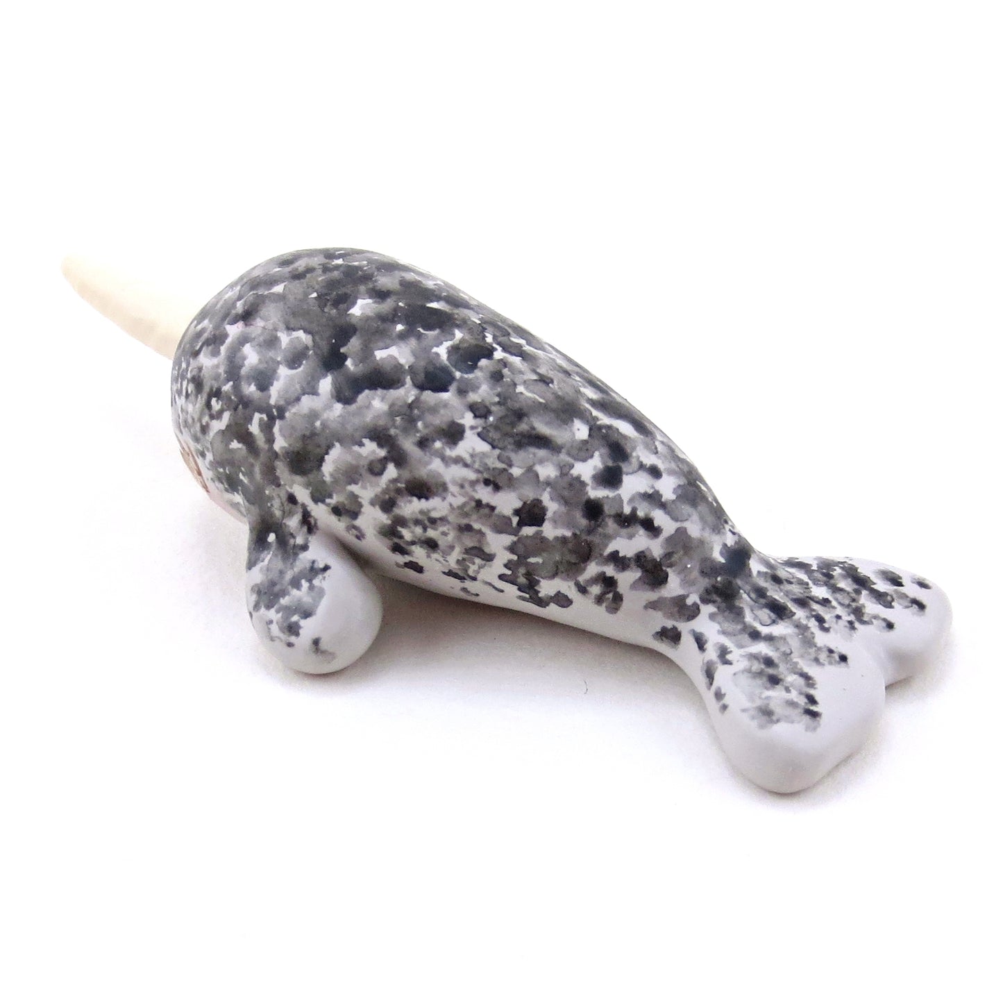 Brown-Eyed Narwhal Figurine - Polymer Clay Winter Collection