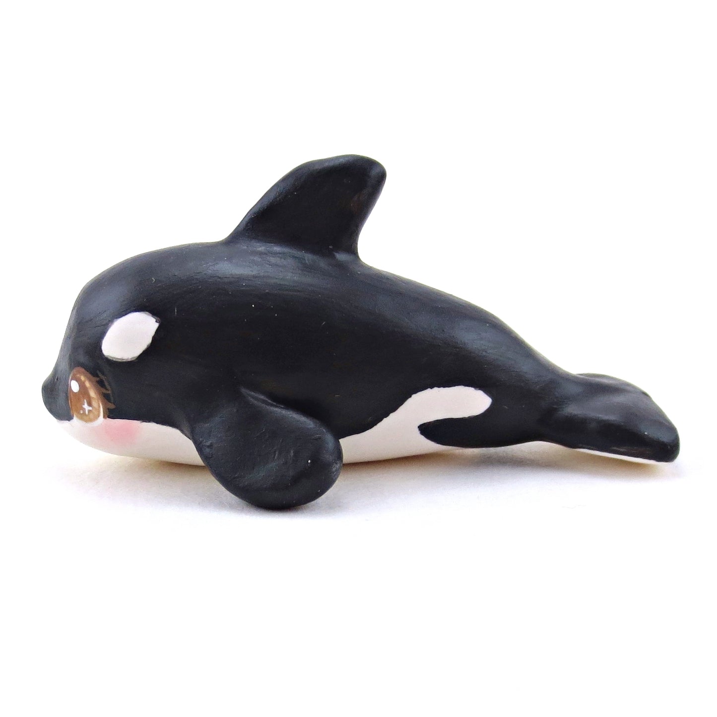 Brown-Eyed Orca Figurine - Polymer Clay Winter Collection