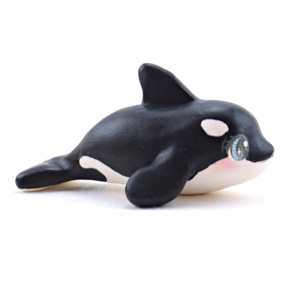 Blue-Eyed Orca Figurine - Polymer Clay Winter Collection