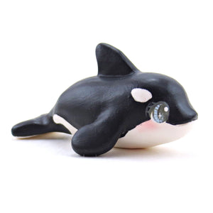 Blue-Eyed Orca Figurine - Polymer Clay Winter Collection