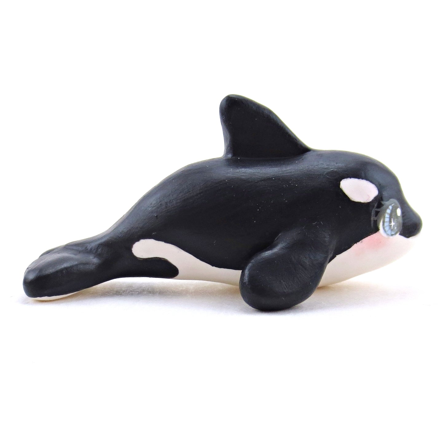 Blue-Eyed Orca Figurine - Polymer Clay Winter Collection