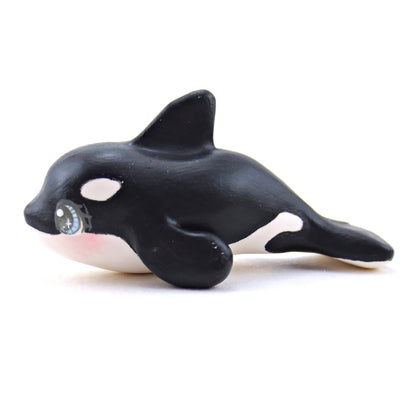 Blue-Eyed Orca Figurine - Polymer Clay Winter Collection