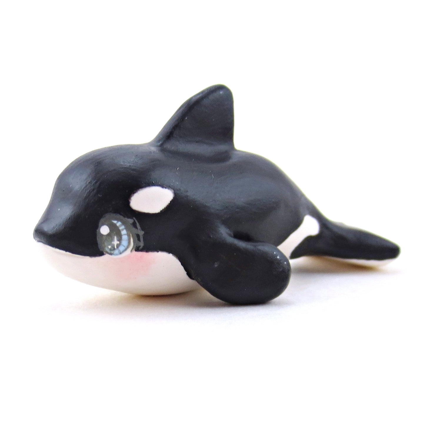 Blue-Eyed Orca Figurine - Polymer Clay Winter Collection