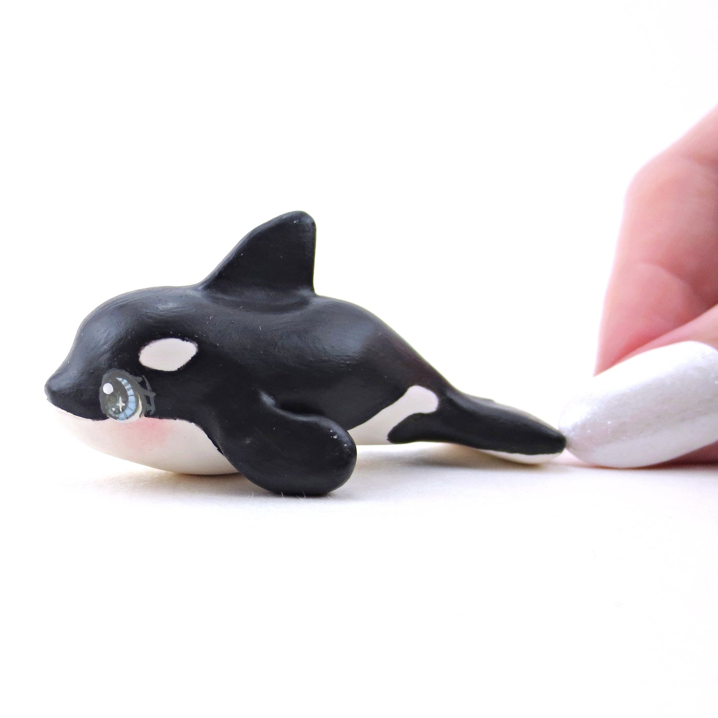 Blue-Eyed Orca Figurine - Polymer Clay Winter Collection