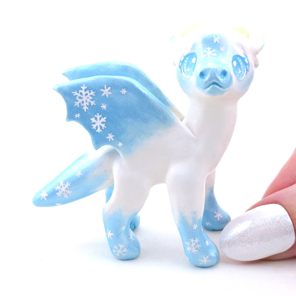 Snowflake Dragon Figurine - Polymer Clay Winter Collection