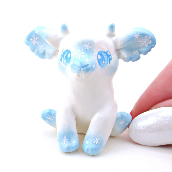 Snowflake Goblin Puppy Figurine - Polymer Clay Winter Collection