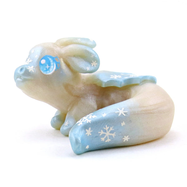 Snowflake Baby Dragon Figurine - Polymer Clay Winter Collection