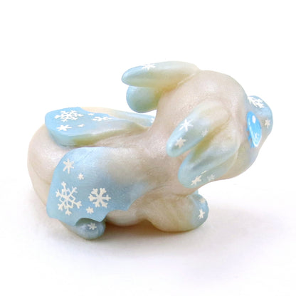 Snowflake Baby Dragon Figurine - Polymer Clay Winter Collection