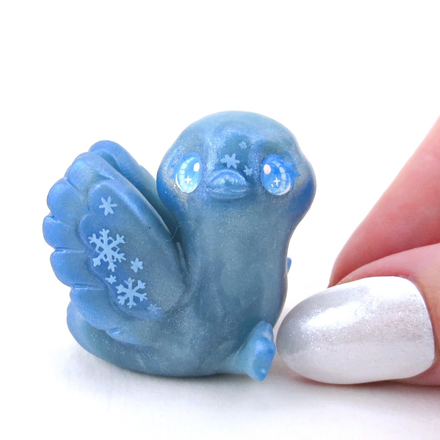 Ice Phoenix Figurine - Polymer Clay Winter Collection