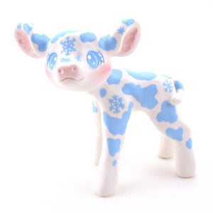 Snowflake Cow Figurine - Polymer Clay Winter Collection