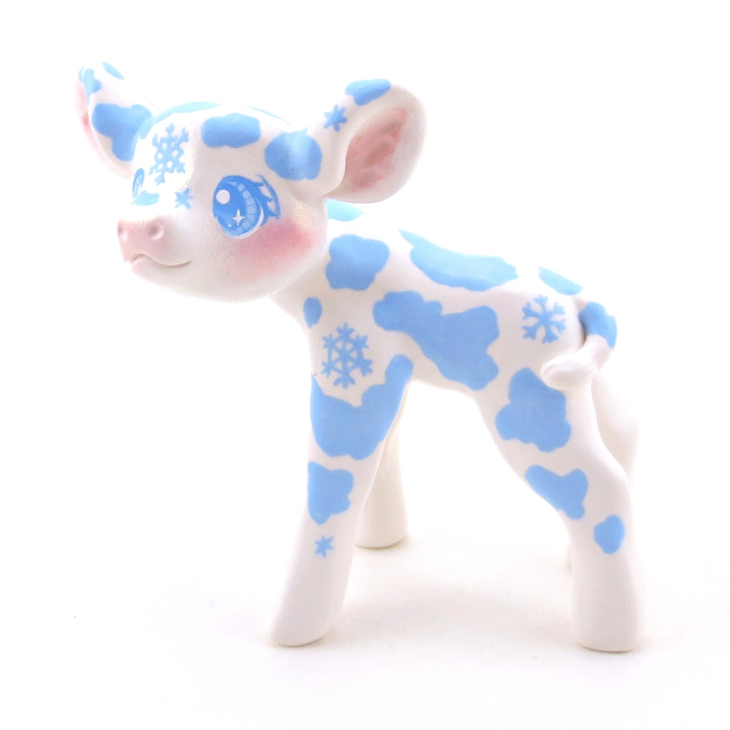 Snowflake Cow Figurine - Polymer Clay Winter Collection