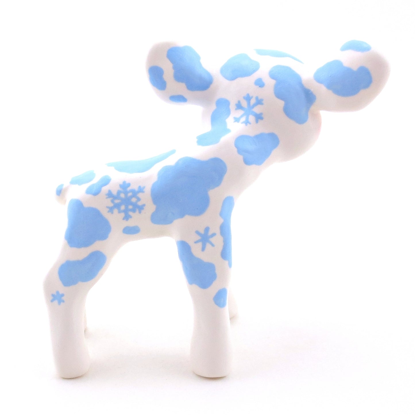 Snowflake Cow Figurine - Polymer Clay Winter Collection