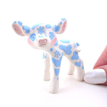 Snowflake Cow Figurine - Polymer Clay Winter Collection