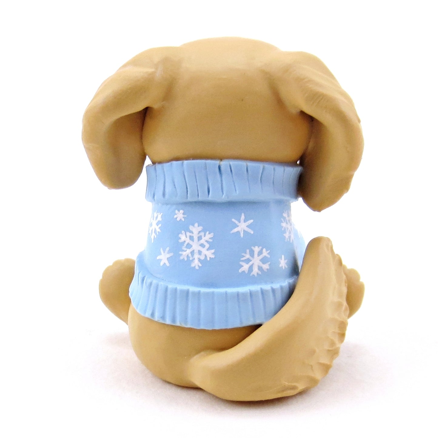 Snowflake Sweater Golden Retriever Puppy Dog Figurine - Polymer Clay Winter Collection