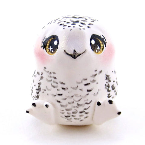 Snowy Owl Figurine - Polymer Clay Winter Collection