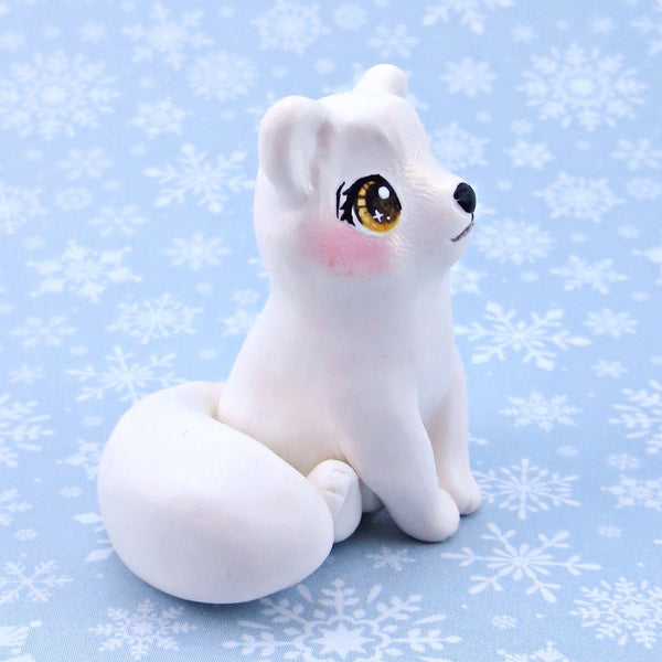 Arctic Fox Figurine - Polymer Clay Winter Collection