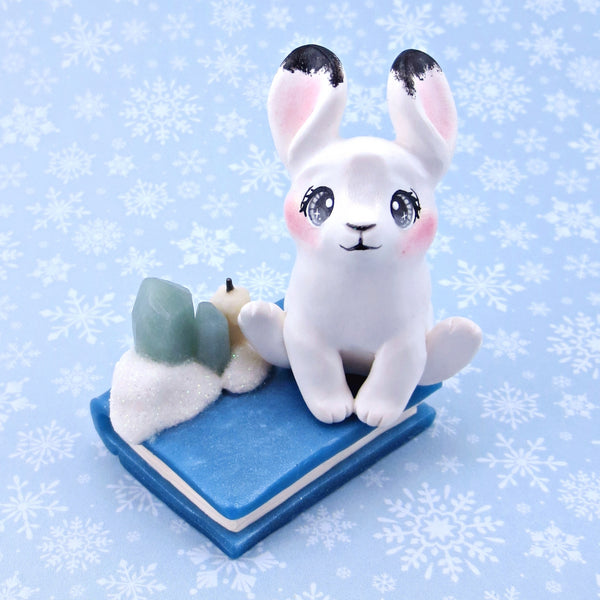 Arctic Hare "Winter Familiars" Figurine - Polymer Clay Winter Collection