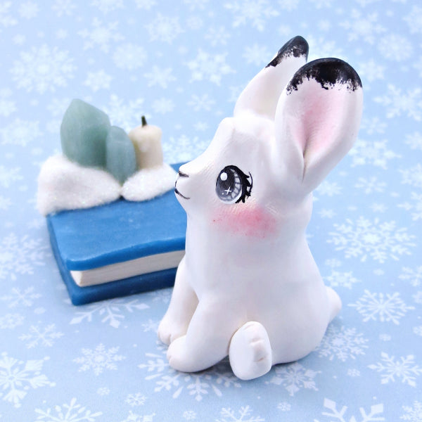 Arctic Hare "Winter Familiars" Figurine - Polymer Clay Winter Collection
