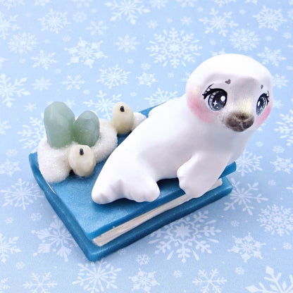 Baby Seal "Winter Familiars" Figurine - Polymer Clay Winter Collection