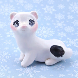 Ermine (Stoat) Figurine - Polymer Clay Winter Collection