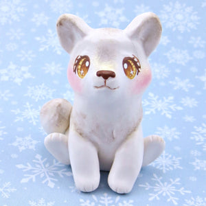 Arctic Wolf Figurine - Polymer Clay Winter Collection