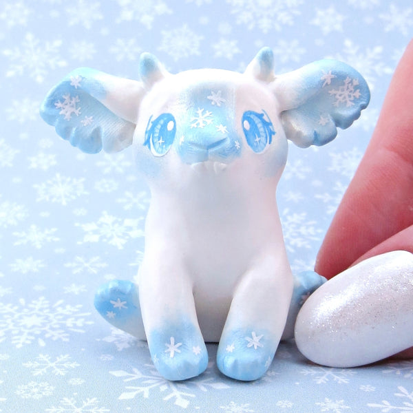 Snowflake Goblin Puppy Figurine - Polymer Clay Winter Collection