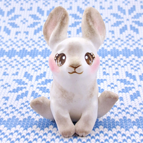 Snowshoe Hare Figurine - Polymer Clay Winter Collection