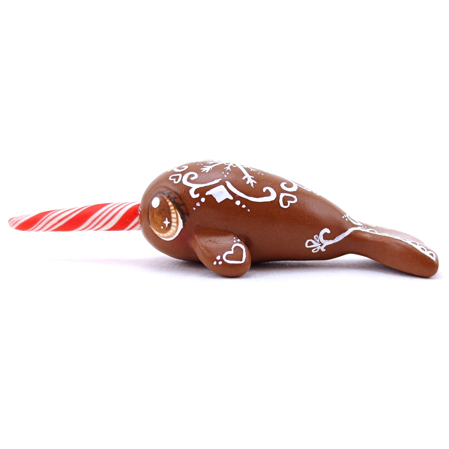 Gingerbread Cookie Narwhal Figurine - Polymer Clay Christmas Animals