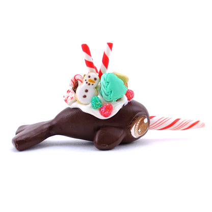 Dark Chocolate Christmas Dessert Narwhal Figurine - Polymer Clay Christmas Animals