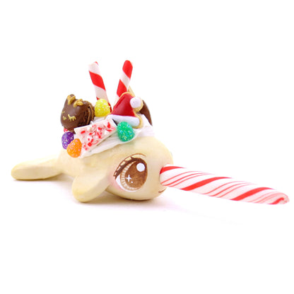 Sugar Cookie Christmas Dessert Narwhal Figurine - Polymer Clay Christmas Animals