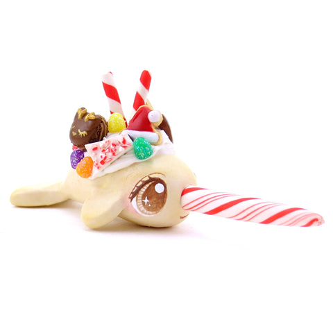 Sugar Cookie Christmas Dessert Narwhal Figurine - Polymer Clay Christmas Animals