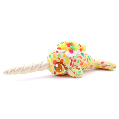 Fruitcake Narwhal Figurine - Polymer Clay Christmas Animals